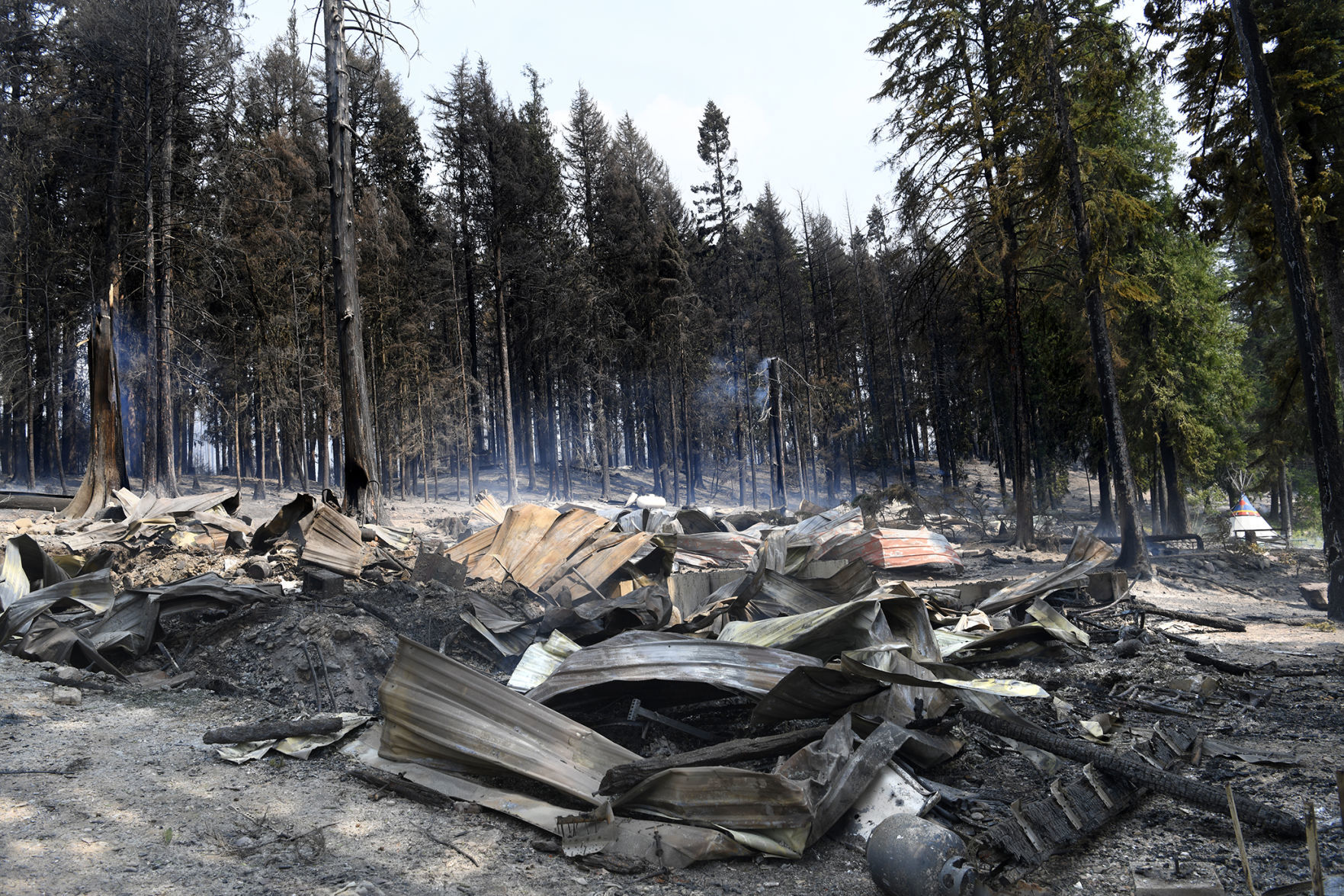 Remnants of burned cabins